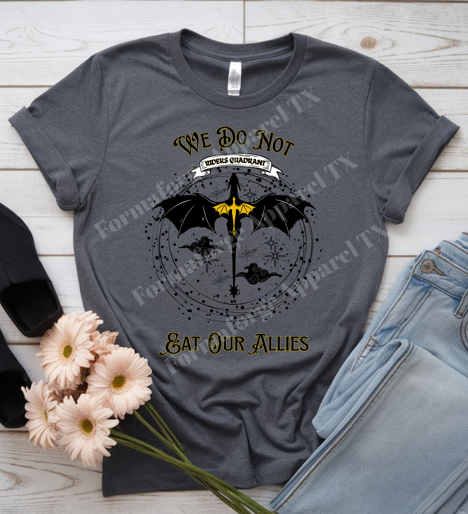 “We Do Not Eat Our Allies” – Fantasy Quote Graphic Tee | Dragon Rider Vibe Shirt