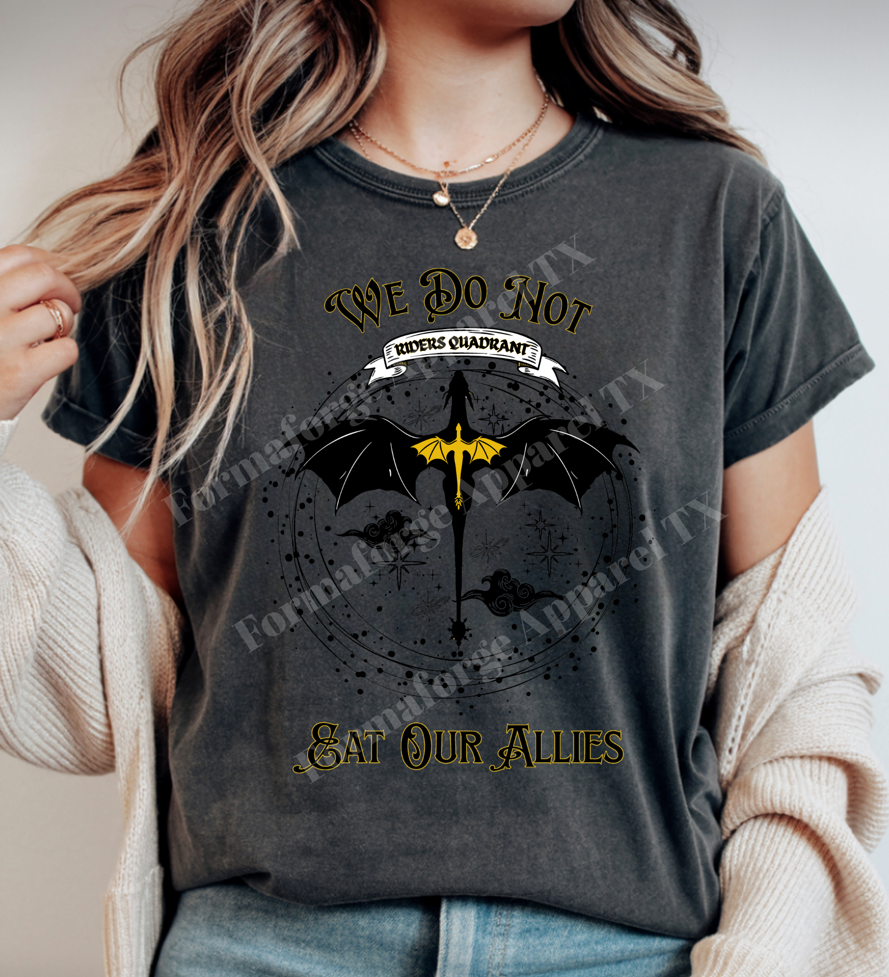 “We Do Not Eat Our Allies” – Fantasy Quote Graphic Tee | Dragon Rider Vibe Shirt