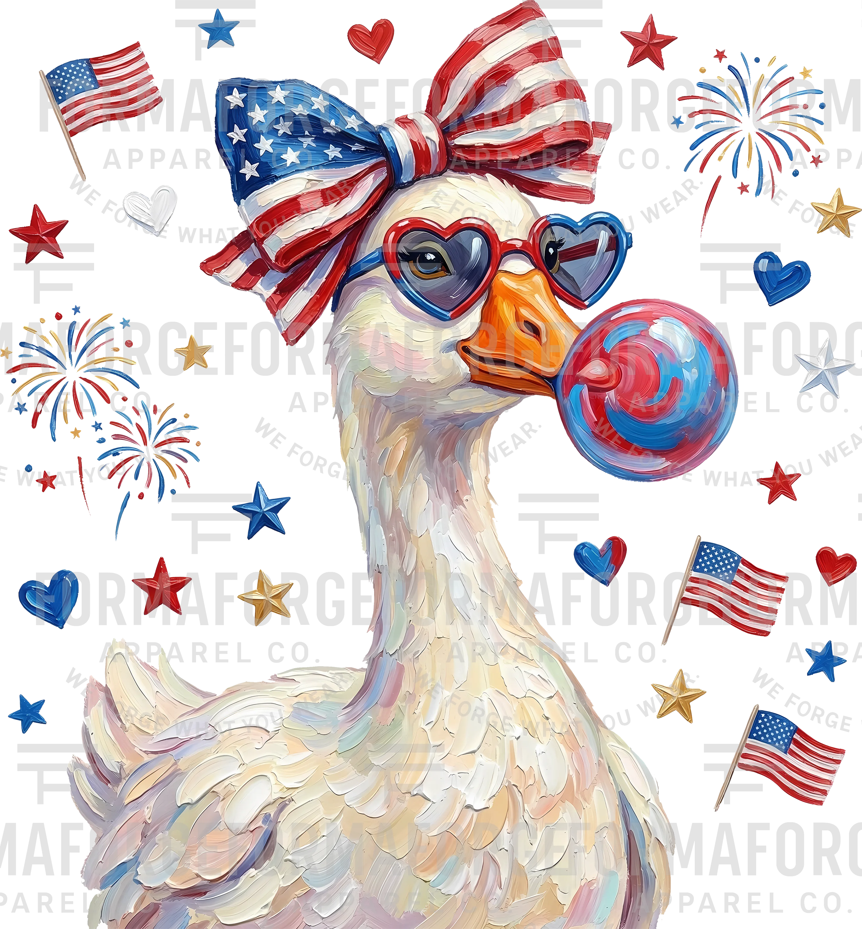 4th of July - Silly Goose with Bow and Gum